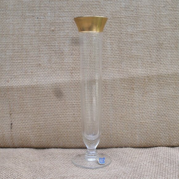 Vintage WV Glass Gold Top Bud Vase - Picture 2 of 14